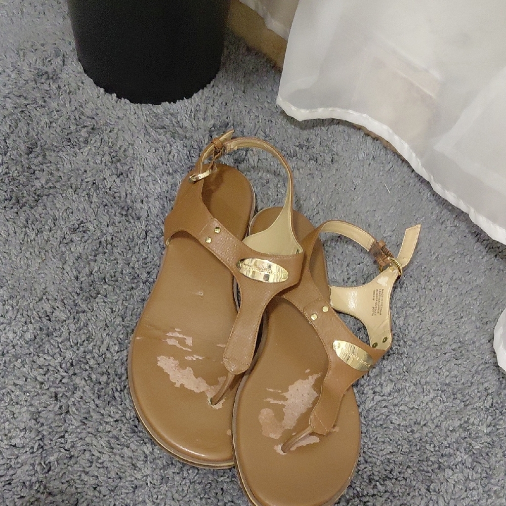 Chic Brown Sandals with Gold Accents